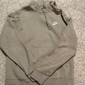 Nike Taupe Pullover Hoodie with White Swoosh